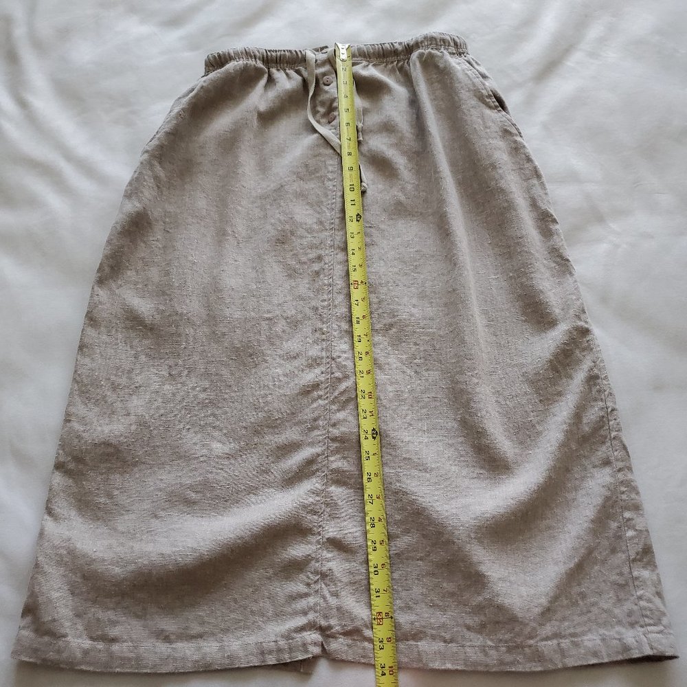 Silhouettes Plus Size 1X 100% Linen Skirt Pockets Elastic Waist Back Slit Beige - Picture 12 of 12